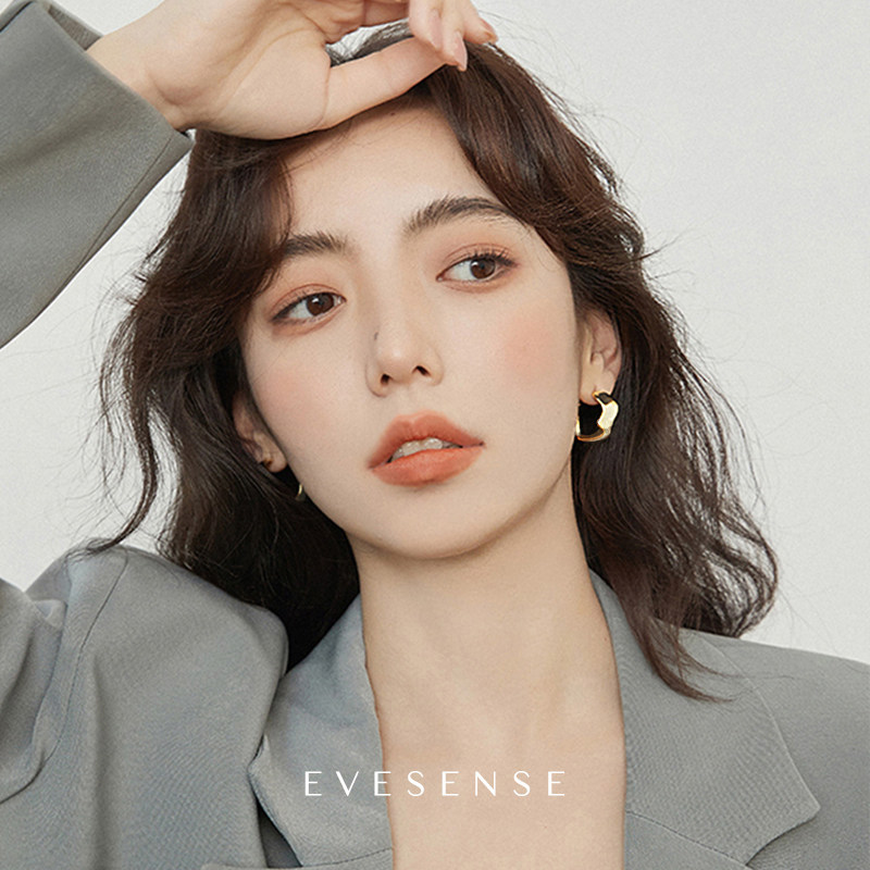Evesense Original Design Wave Metal Circle Earrings Method Minimalist Advanced Sense Little Crowdless Ear Clip