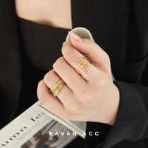 EAVAN ACC European and American simple fashionable snake bone chain ring stacked with letters classic wild ins opening ring