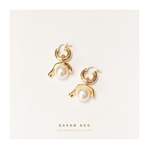 EAVAN ACC French girl heavy retro metal Pearl fashionable niche ins design sense earrings item