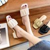 Women's Summer Sandals for Outdoor Wear 2025 New Fashion Chunky Heel Small High Heel Fairy Style Matching with Skirts Slip-On Leather Sandals