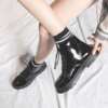 Clearance Price New British Style Versatile Short Boots Autumn and Winter Flat Lace-Up Martin Boots Women's Single Boots Patent Leather Women's Shoes