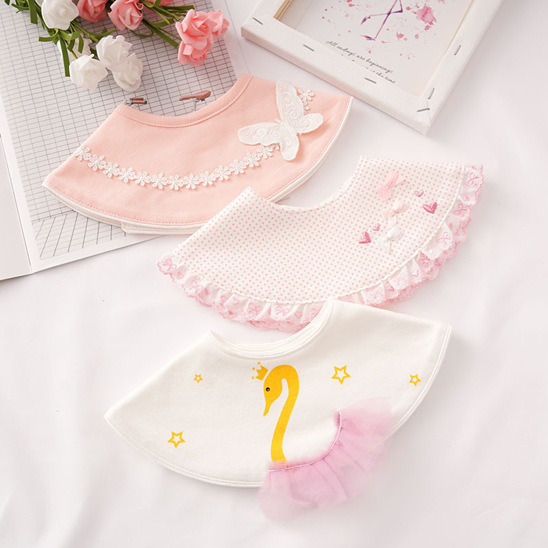 New baby baby lace - daughter baby lace - lace cotton - mouth towel 360 degree rotating round newborn