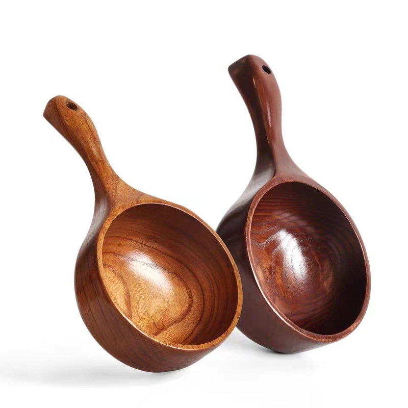 Korean-Style Solid Wood Handle Trendy Water Ladle, Large Solid Wood Sauna Ladle Made of Large-Leaf Camphor Wood, Kitchen Utensils Korean-Style Solid Wood Handle Trendy Water Ladle, Large Solid Wood Sauna Ladle Made of Large-Leaf Camphor Wood, Kitchen Utensils