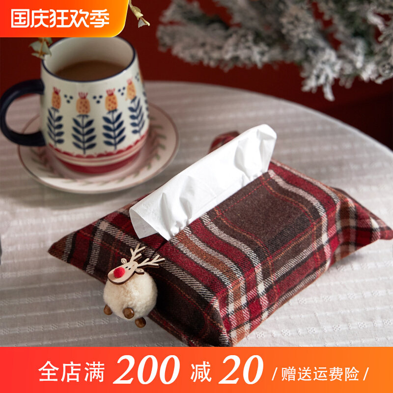 Christmas Decoration New Year Toilet Paper Box Tissue Box Home Living Room Napkin Set Multifunctional Storage Box New