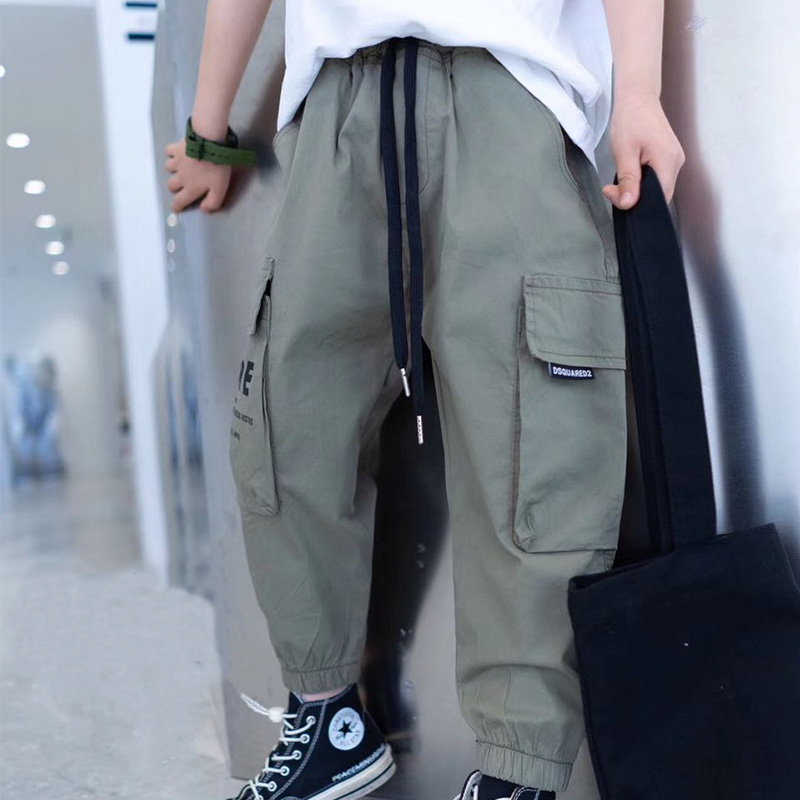 Hearty Machinery Every Move Children's Work Pants Summer New Children Han Edition Sports Casual Pants Loose thin and long pants trendy