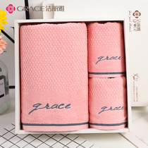 Lilly towels Three sets of pure cotton wash face Home soft absorbent thickened towel bath towels