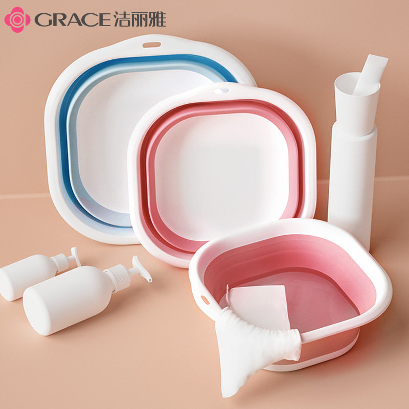 Clean Liya Folding Washbasin Dorm Room Home Student Laundry Washbasin Portable travel size Number of plastic basin