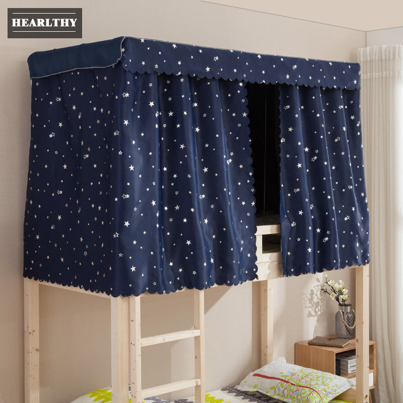 Heartlthy bedroom bed curtain top bunk bottom bunk dust-proof physical shading college student dormitory shading cloth star style