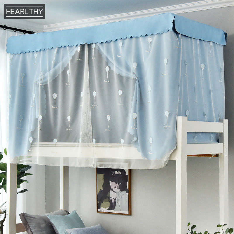 Bed curtains covered dorm room upper roof with physical shading embroidery dream balloon cute