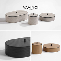 Fanqi simple modern metal leather storage box jewelry storage jar model room bedroom cloakroom decorative ornaments