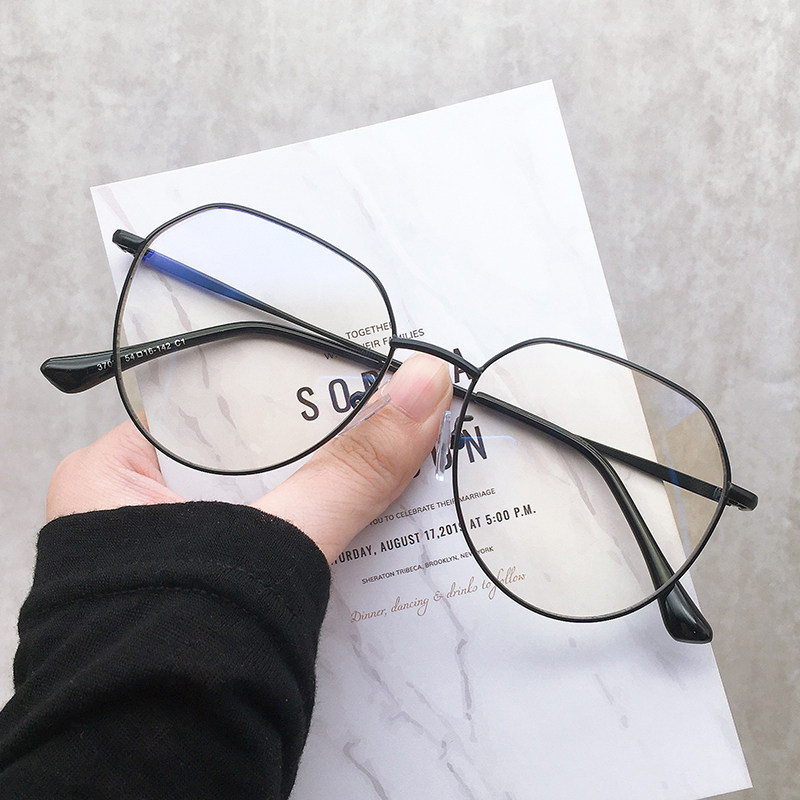 Retro large face Myopia Glasses Female Korean version Tidal Net Red-Eye frames Men are equipped with Degrees Vegan God's Anti-Blu-ray