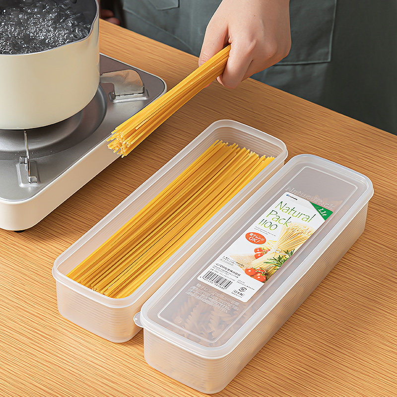 日本进口家用面条收纳盒放挂面盒意大利面盒冰箱食物保鲜盒储物盒