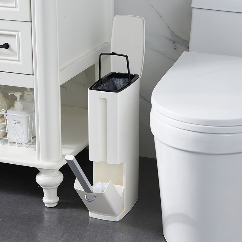 Japanese Makeup Room Trash Can Narrow Slit Toilet Brush Suit Home Integrated Rectangular Toilet Flat Small wastepaper