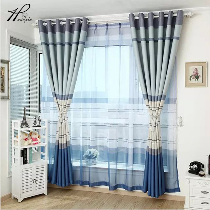 Thickened Mediterranean Stripes Physics Full Shade Blue Custom Curtain Living Room Bedroom Upscale Finished Products