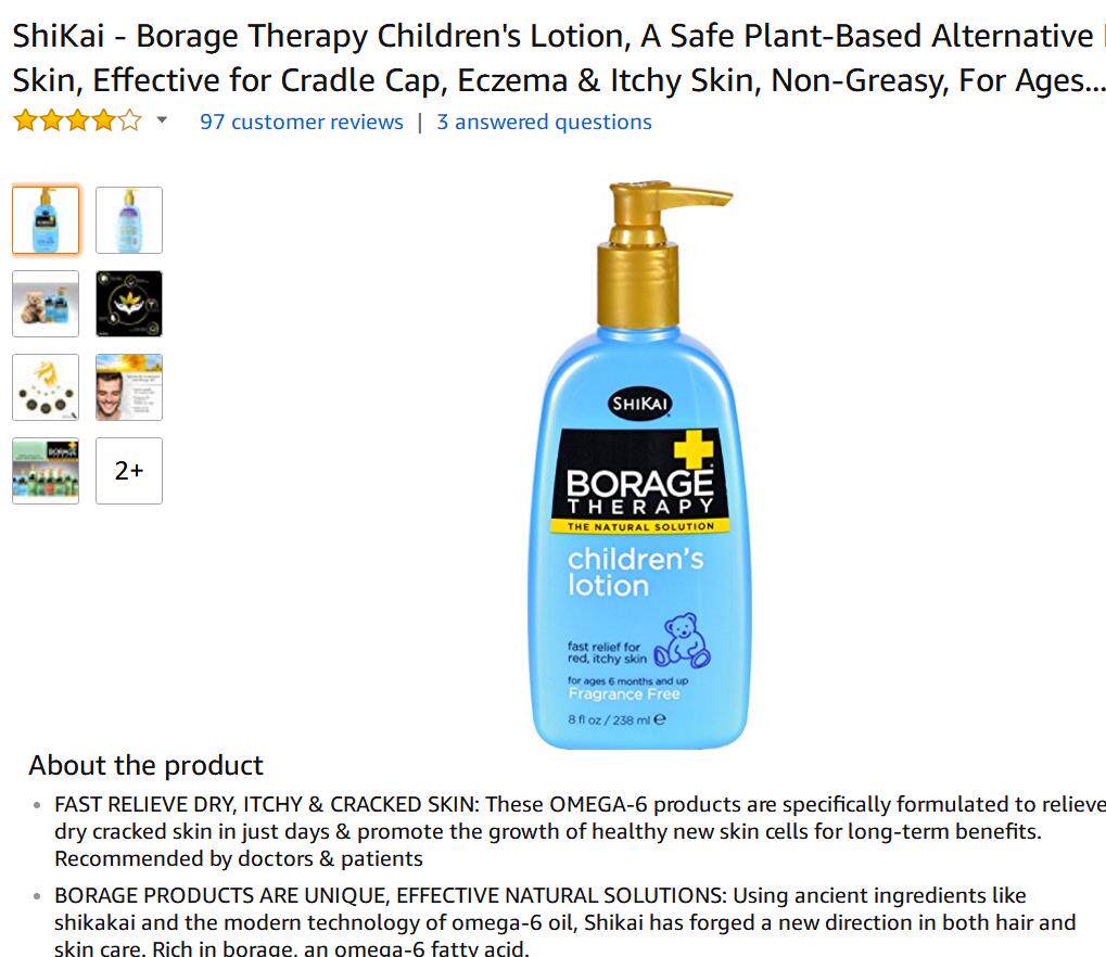 Special Offer# US Shikai Borage Emulsion for Children 238ml Non-fragrance Moisturizing