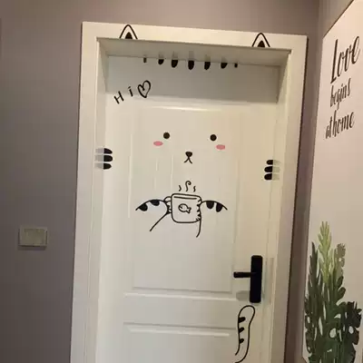 Cute dormitory door stickers living room children's room bedroom door wall stickers stickers tea kittens