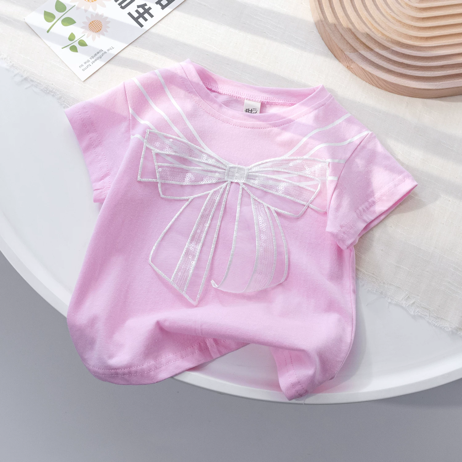 Летняя хлопковая футболка с кружевной лентой, платье-бюстье, 1–3–4–6 лет