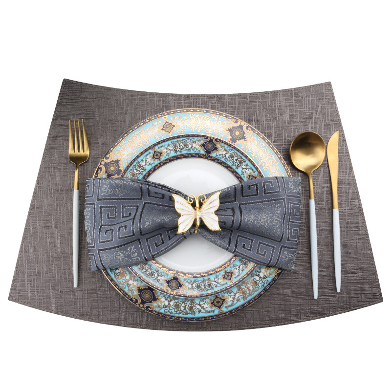 Eurostyle Light Lavish Dining Room Hotel Home Sector Leather Dining Mat China Wind Waterproof Oil Proof Round Table Heat Insulation Table Mat