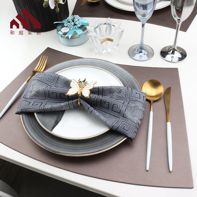 New Chinese Style China Wind Round Table Sector Large Size Heat Insulation Leather Dining Mat Waterproof Oil Protection Oil Home Table Steak Mat