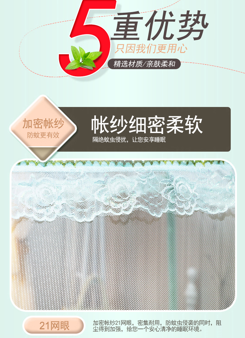 lưới Yurt 1,2 mét 1.5m1.8m đôi gia đình giường ba cửa lưới dây kéo ký túc xá muỗi với đáy 2.2 - Lưới chống muỗi mẫu màn ngủ đẹp