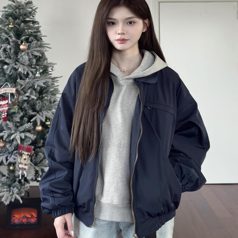 Ahcn Has High Aspirations, American-Style Basic Retro Lapel Jacket, Slightly Short, Makes You Look Taller, Loose and Versatile Coat