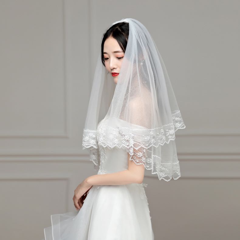 Lace edge white black bride collar certificate veil headdress Super Xian Sen department net red photo props Loretta coS