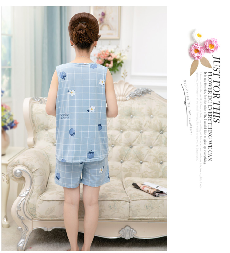 Mùa hè trung niên và người già không tay đồ ngủ của phụ nữ vest cotton trung niên mẹ cộng với phân bón XL dịch vụ nhà phù hợp với