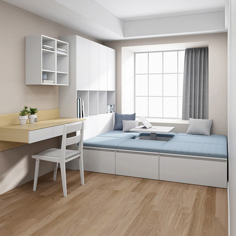 Tatami bed wardrobe integrated children's room overall customization small apartment stepping rice box Hong Kong whole house customization