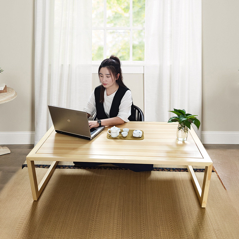 Japanese Tatami small tea table Balcony bay window Household Japanese tea table Long table Square table Kang table Floor low solid wood