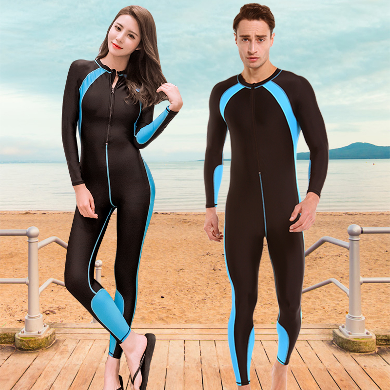 Couple swimsuit one-piece conservative belly cover swimsuit female diving surfing men's swimsuit long-sleeved trousers sunscreen jellyfish clothing