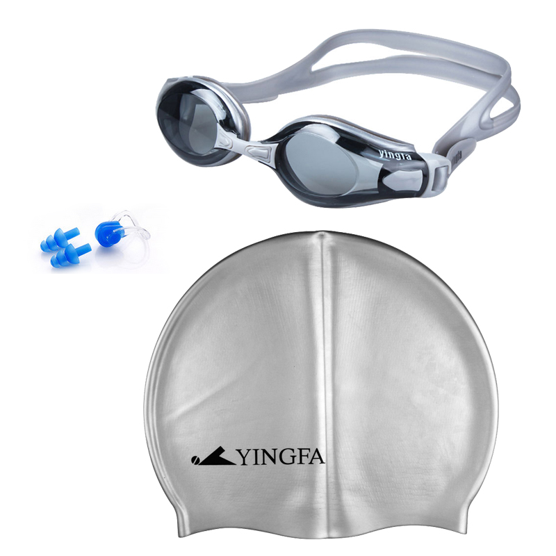 English Hair Swimming Goggles Waterproof Anti-Fog High-definition Large Frame Professional Swimming Glasses Men And Women's Myopia Swimming Glasses Swimming Cap Swimming Suit