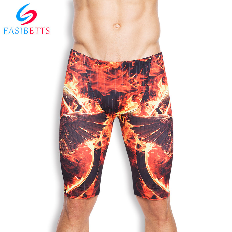 Men's Flat Corner 50% Swimming Pants Professional Swim Pants Speed Dry Drain Printed Fashion Big Size for Chlorine Swimming Pants Man