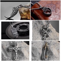 Harley Titanium Necklace Retro Locomotive Cross Feather Skull Spike No Rust No Paint Joker Fashion