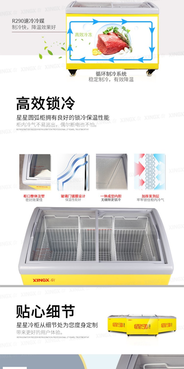 Tủ trưng bày ngang XINGX / Star SD / SC-245YE Tủ đông tủ lạnh thương mại Tủ đông tủ lạnh - Tủ đông tủ lạnh mini trữ sữa