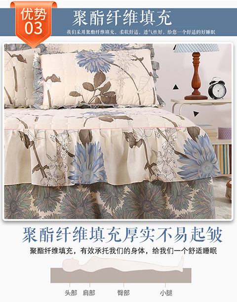 2018 mới cotton châu Âu clip cotton bên giường váy ba mảnh set 1,5 giường đơn trải giường 1,8 m cotton váy giường khách sạn