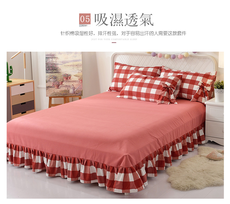 Net in Red lá sen bông denim bông công chúa gió lanh ren 200 * 230 chăn dày cô gái tim - Bộ đồ giường bốn mảnh bộ drap giường 1m6
