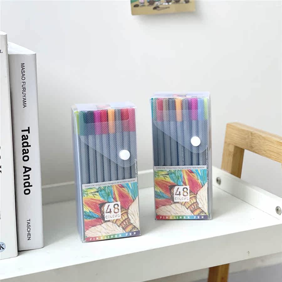 Кисть для рисования 色彩缤纷，快乐创作，48色盒装彩色绘画笔记手账0.4mm勾线笔 OTHER