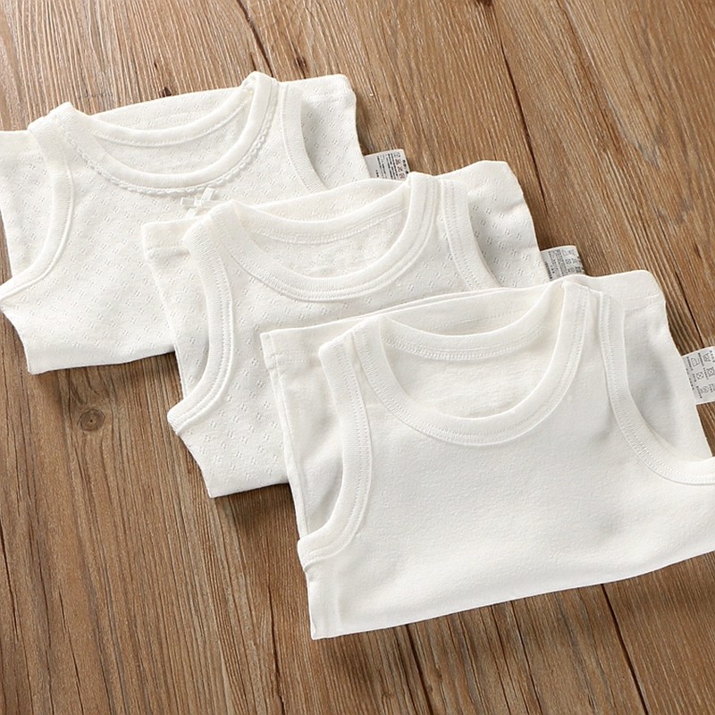 Pure cotton sleeveless vest Baby baby sling Children's underwear Boys and girls bottoming shirt pajamas thin pure white
