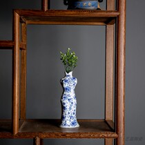 Creative handmade Painted Ceramic Vases Flowers China Wind Cheongsam Dried Flowers Inserts Vases zen Decorative Pendulum