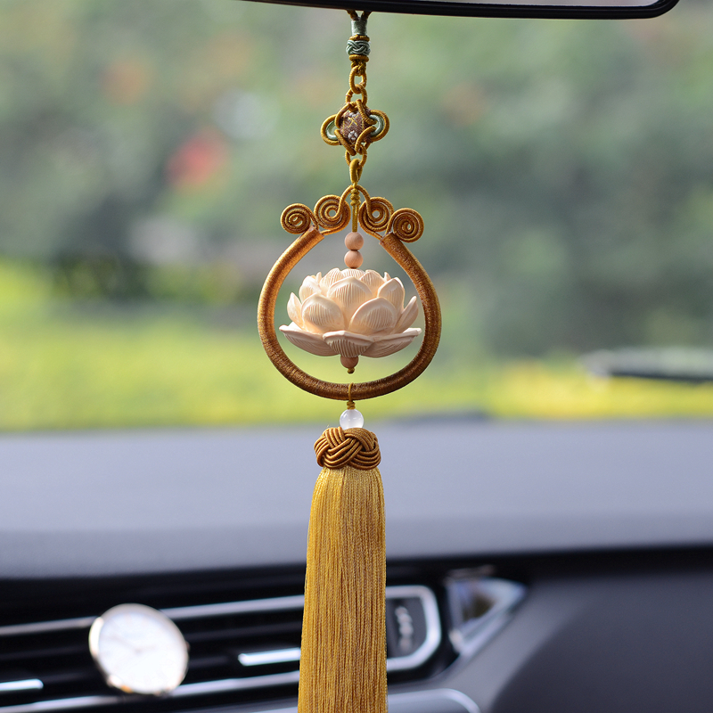 Car Pendant Car Pendant Original China Knot Yellow Poplar Wood Hang Accessories for men and women Sedan upscale Creative Po Ping An