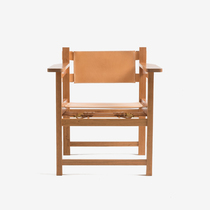 (new second with low folding consultation live) square straight armrest leather chair room solid wood modern genuine leather leaning back chair