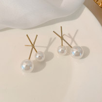 s925 sterling silver needle pearl earrings design sense earrings 2021 New Tide Simple small temperament ear jewelry women