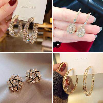 Earrings suitable for large face belts in spring suitable for large face wearing earrings bursting with a small arched exaggerated retro