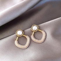 Advanced Sensation Pearl Earrings Female 2021 New wave minimalist Temperament Earrings Design Sensation Net Red Ear Ornaments