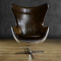 Industrial Wind Designer Aluminum Leather Egg Chair Swivel Personality Eggshell Sofa Chair Fashion Office Computer Transfer Chair