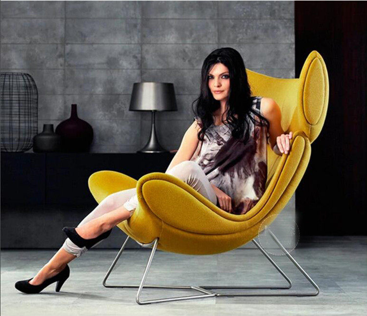 Ims Genuine Leather Lounge Chair Bedroom Balcony North Nordic Light Lavish Genuine Leather Snail Sofa chair Imola deck chair