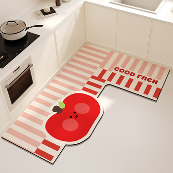 Special kitchen floor mats for home use, dirt-resistant, anti-slip, anti-oil, wipeable and washable, l-shaped carpet, water-absorbing, oil-absorbing, quick-drying floor mats