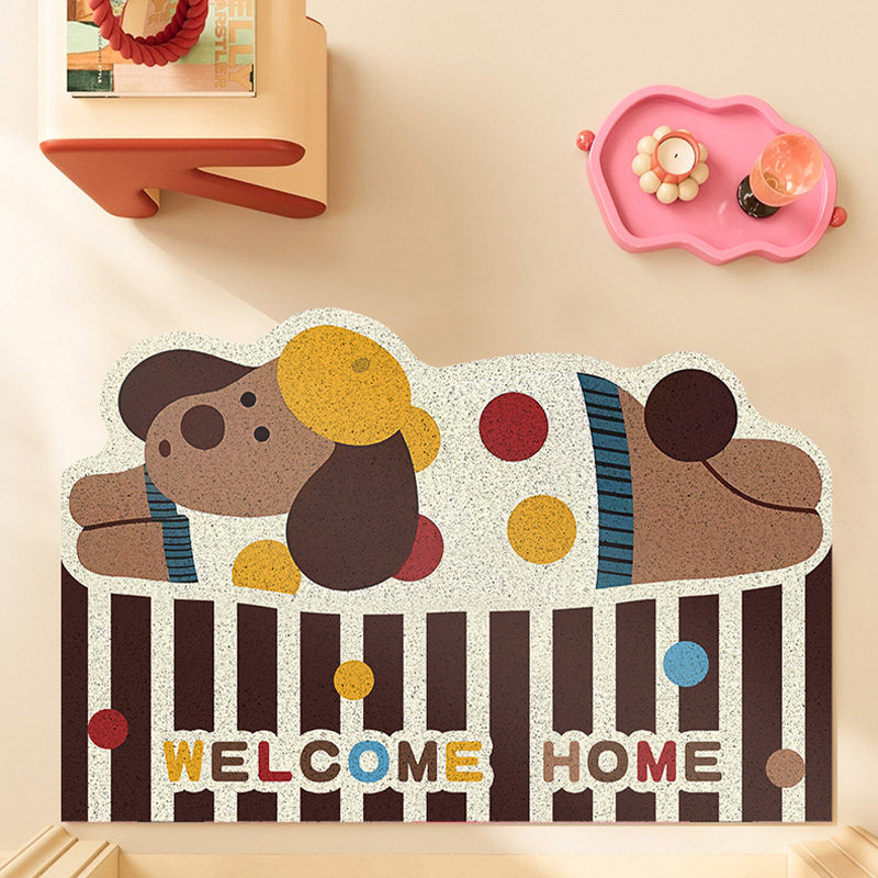 Polka-dot dog entrance door floor mats, silk circle floor mats, cuttable foyer entrance door mats, stain-resistant anti-slip mats, carpets