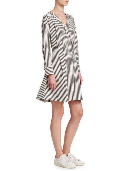 [Monkey Home Usa In-Stock Item $365] Brand New American Theory White Striped Navy Dress