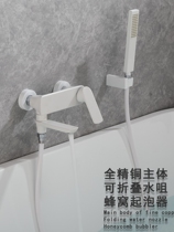 Japan Dongyi white household bathroom full copper cylinder side wall-mounted bathtub faucet Bathroom shower